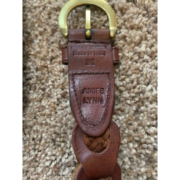 Amiee Lynn Genuine Brown Leather Woven Belt Women's Size M 36 Length - Picture 3 of 4